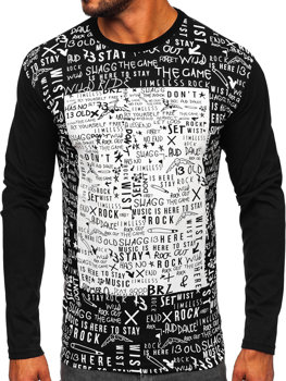 Longsleeve con stampa da uomo nero Bolf 1213