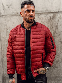 Giacca con trapuntate mezza stagione tipo bomber da uomo bordò Bolf MY-02