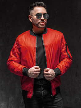 Giacca bomber di mezza stagione da uomo rosso Bolf AK95A1