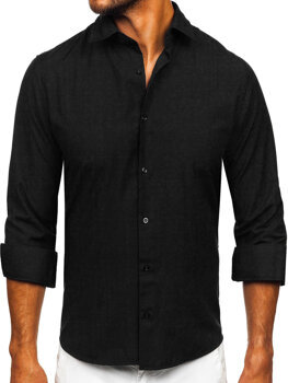 Uomo Camicia elegante a maniche lunghe Nero Bolf 24740