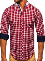 Camicia elegante a quadri a maniche lunghe da uomo nera Bolf 5737-1 NERO