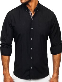 Camicia a manica lunga da uomo nera Bolf 20718