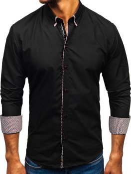 Camicia elegante a manica lunga da uomo nera Bolf 2701-1