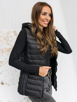 Donna Gilet trapuntato con cappuccio Nero Bolf 23039A1