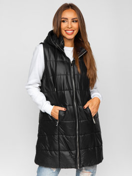 Gilet lungo trapuntato da donna nero Bolf 82019