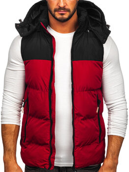 Gilet trapuntato con cappuccio da uomo bordò Bolf 1189