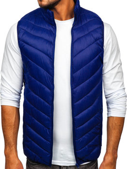 Gilet trapuntato da uomo azzurro scuro Bolf 13073