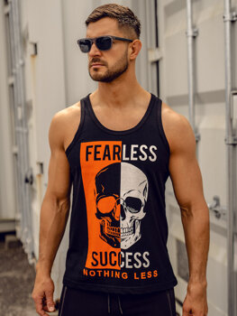 Maglietta Bodybuilding tank top con stampa nera Bolf 14841