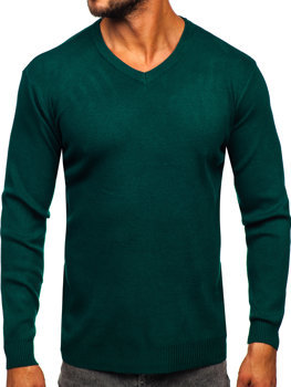 Maglione con scollo a V basic da uomo verde Bolf S8533