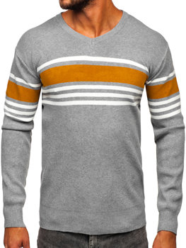 Maglione con scollo a V da uomo grigio Bolf S8536