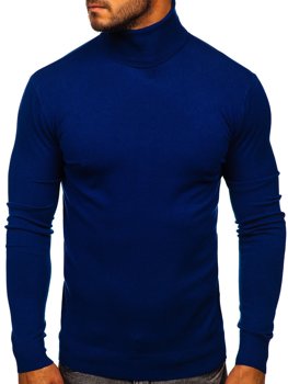 Maglione tipo dolcevita senza stampa da uomo azzurro Bolf YY02