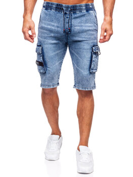 Pantaloncini cargo in denim da uomo blu Bolf HY818