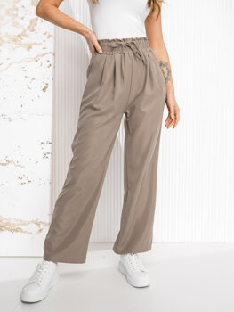 Pantaloni ampi da donna beige Bolf W7865