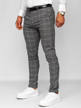 Pantaloni chino a quadri in tessuto da uomo antracite Bolf 0036