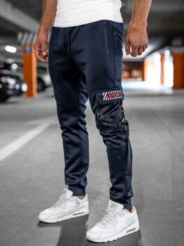 Pantaloni isolati cargo tipo jogger da uomo blu Bolf HW2206