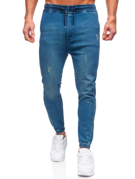 Pantaloni jogger in jeans da uomo blu Bolf 0028