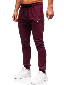 Pantaloni tipo jogger da uomo bordò Bolf B11103