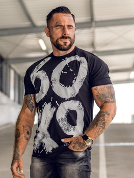 T-shirt con stampa da uomo nera Bolf 0303A