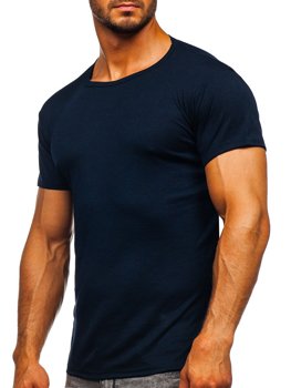 T-shirt senza stampa da uomo blu Bolf NB003