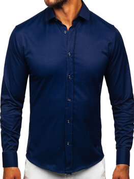 Uomo Camicia elegante a maniche lunghe Blu scuro Bolf 24702