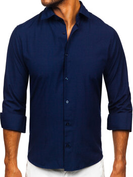 Uomo Camicia elegante a maniche lunghe Blu scuro Bolf 24740