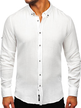 Uomo Camicia in mussola a maniche lunghe Bianco Bolf 22746