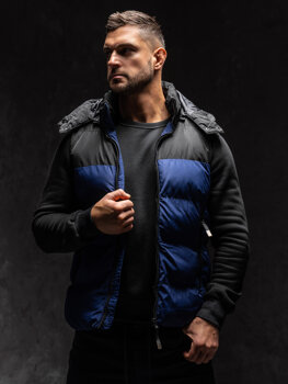 Uomo Gilet trapuntato con cappuccio Blu scuro Bolf 1189A1