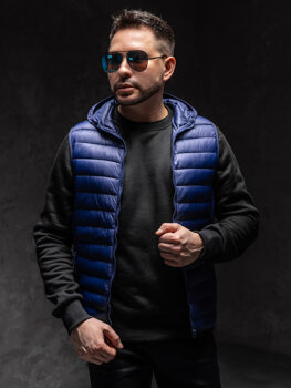 Uomo Gilet trapuntato con cappuccio Blu scuro Bolf LY36A1