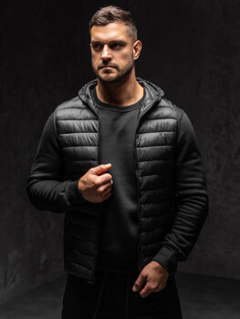 Uomo Gilet trapuntato con cappuccio Nero Bolf LY36A1