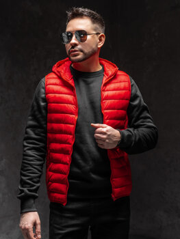 Uomo Gilet trapuntato con cappuccio Rosso Bolf LY36A1