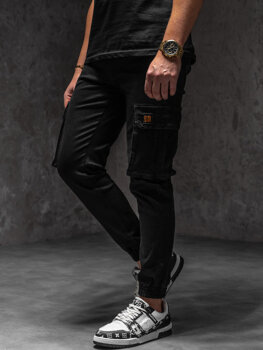 Uomo Joggers cargo in denim Nero Bolf 8165A1