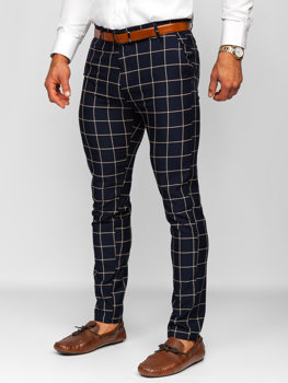 Uomo Pantaloni chino a quadri Blu inchiostro Bolf 0038