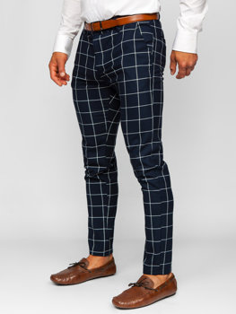 Uomo Pantaloni chino a quadri Blu inchiostro Bolf 0050