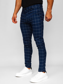 Uomo Pantaloni chino a quadri Blu scuro Bolf 0040