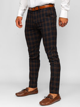 Uomo Pantaloni chino a quadri Blu scuro Bolf 0049