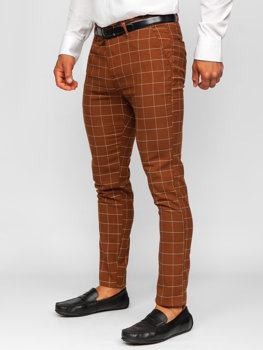 Uomo Pantaloni chino a quadri Marrone Bolf 0047