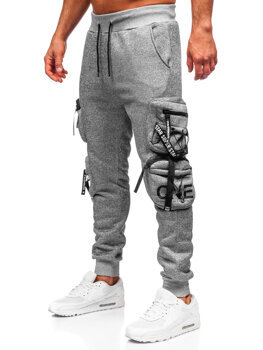 Uomo Pantaloni jogger cargo da tuta caldi Grigio Bolf HSS350