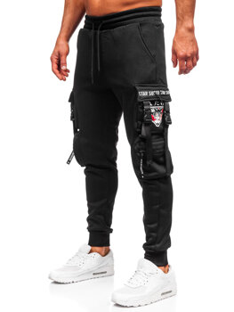 Uomo Pantaloni jogger cargo da tuta caldi Nero Bolf HSS347