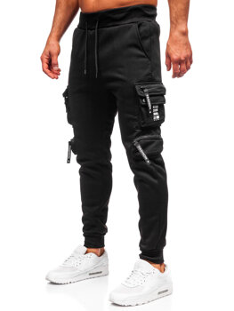 Uomo Pantaloni jogger cargo da tuta caldi Nero Bolf HSS361