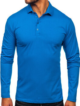 Uomo Polo in cotone a maniche lunghe Blu Bolf 5119