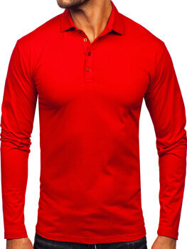 Uomo Polo in cotone a maniche lunghe Rosso Bolf 5119