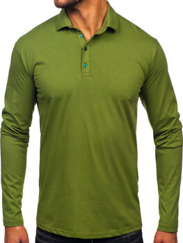 Uomo Polo in cotone a maniche lunghe Verde Bolf 5119