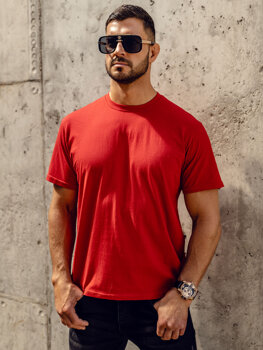 Uomo T-shirt in cotone basic Rosso Bolf 192397A