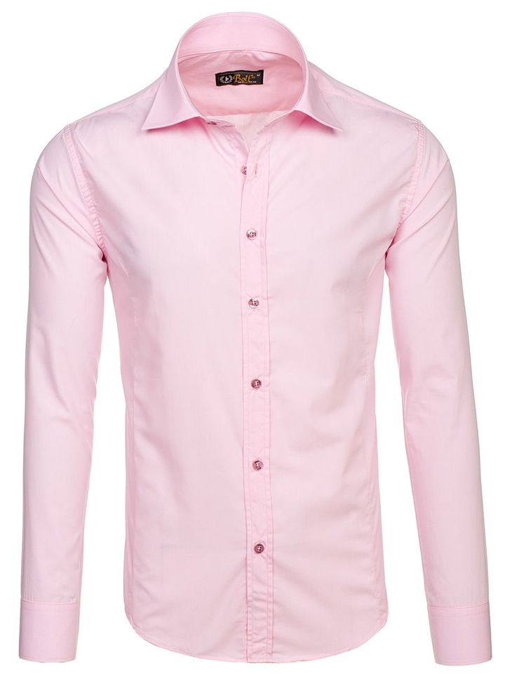 Camicia elegante a manica lunga da uomo nera Bolf 6944