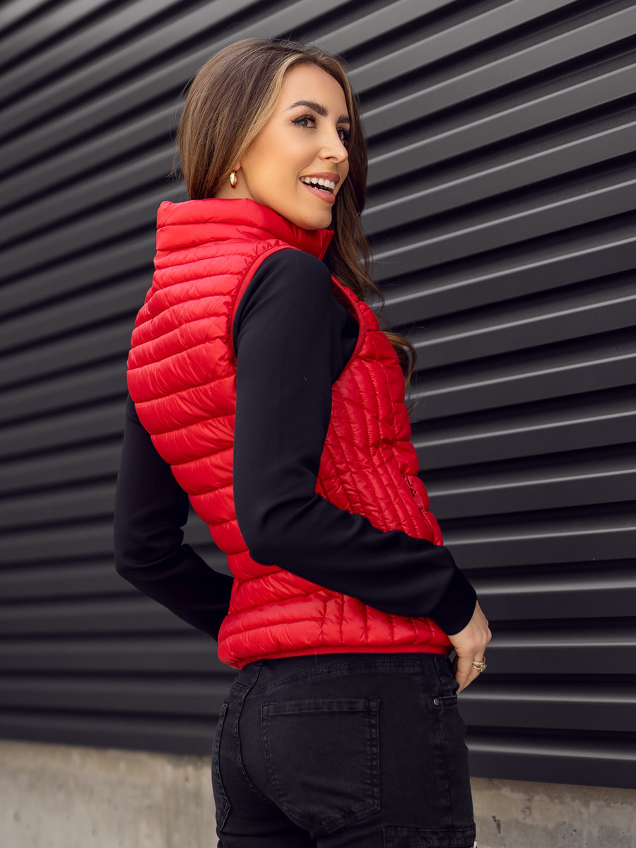 GILET tg.44 DONNA PELLE ROSSO