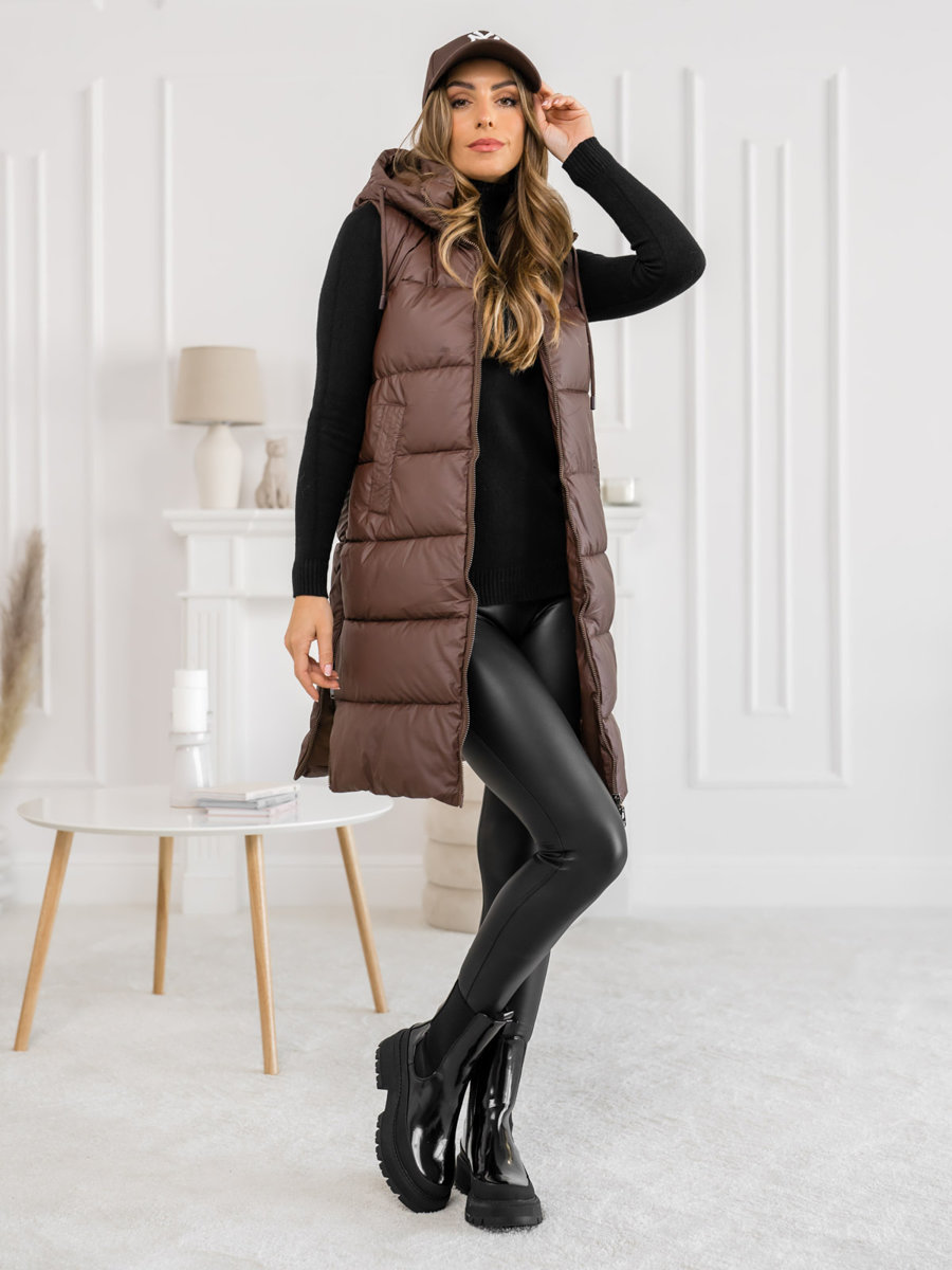 Khujo Magneta Opaco Gilet Donna Gilet Invernale Gilet Trapuntato Langweste  Braun