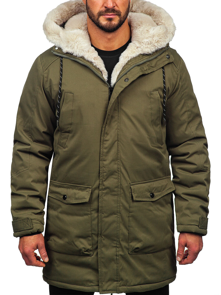 Giubbotto parka invernale con cappuccio da donna khaki Bolf 5M3187 KHAKI