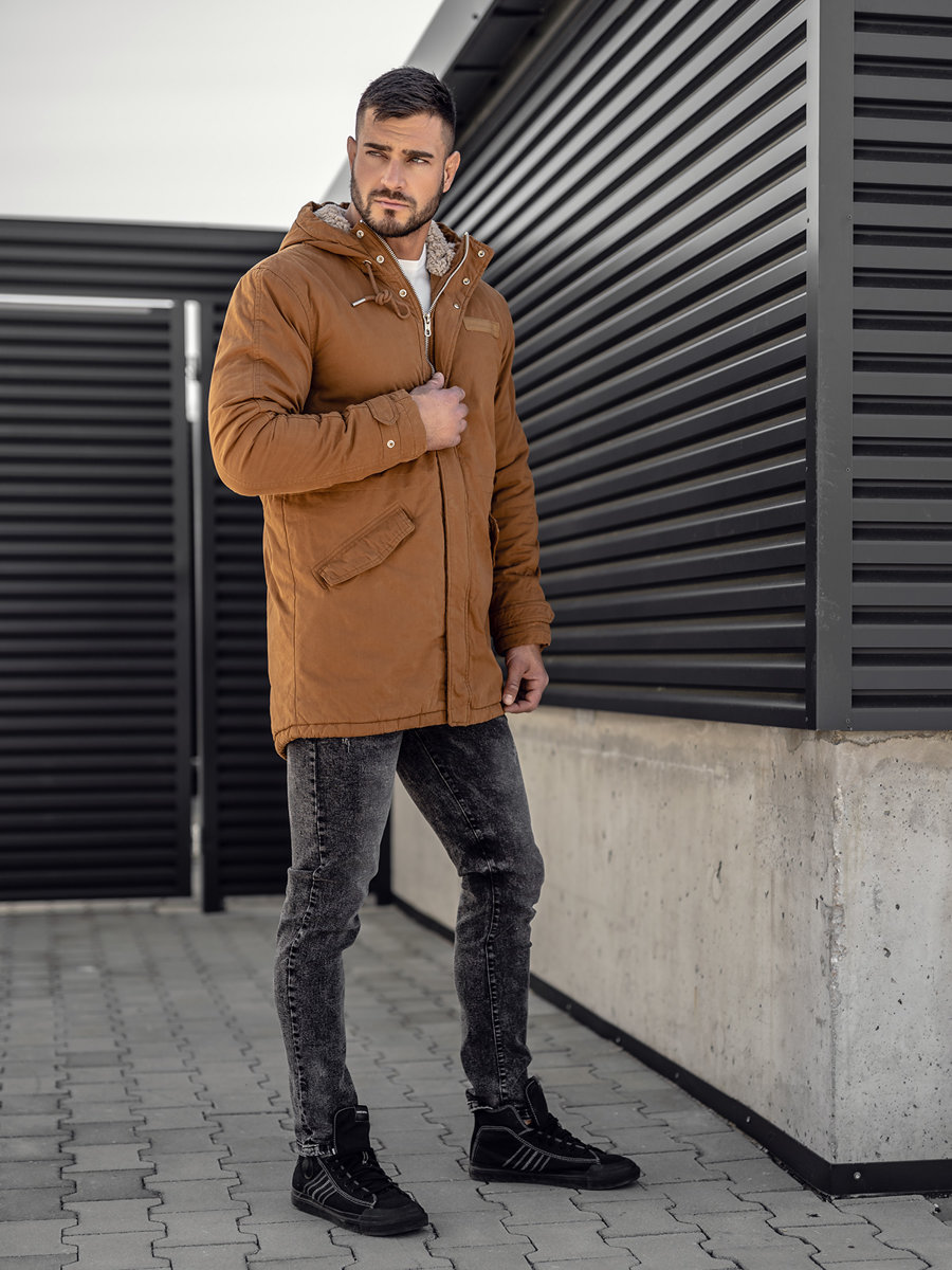 Giubbotto parka invernale in cotone da uomo khaki Bolf EX838A