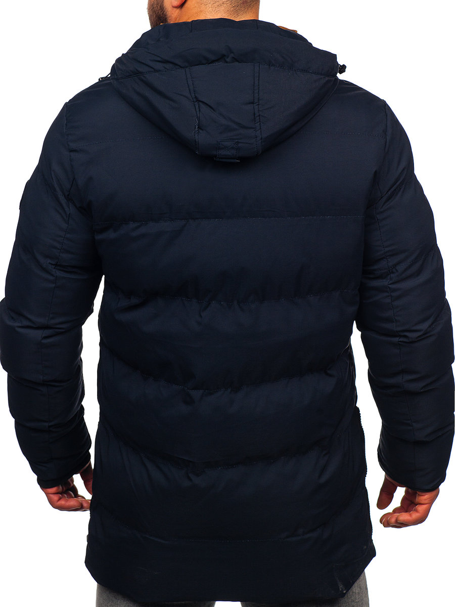 Giubbotto parka invernale trapuntato da uomo blu Bolf 7330 BLU