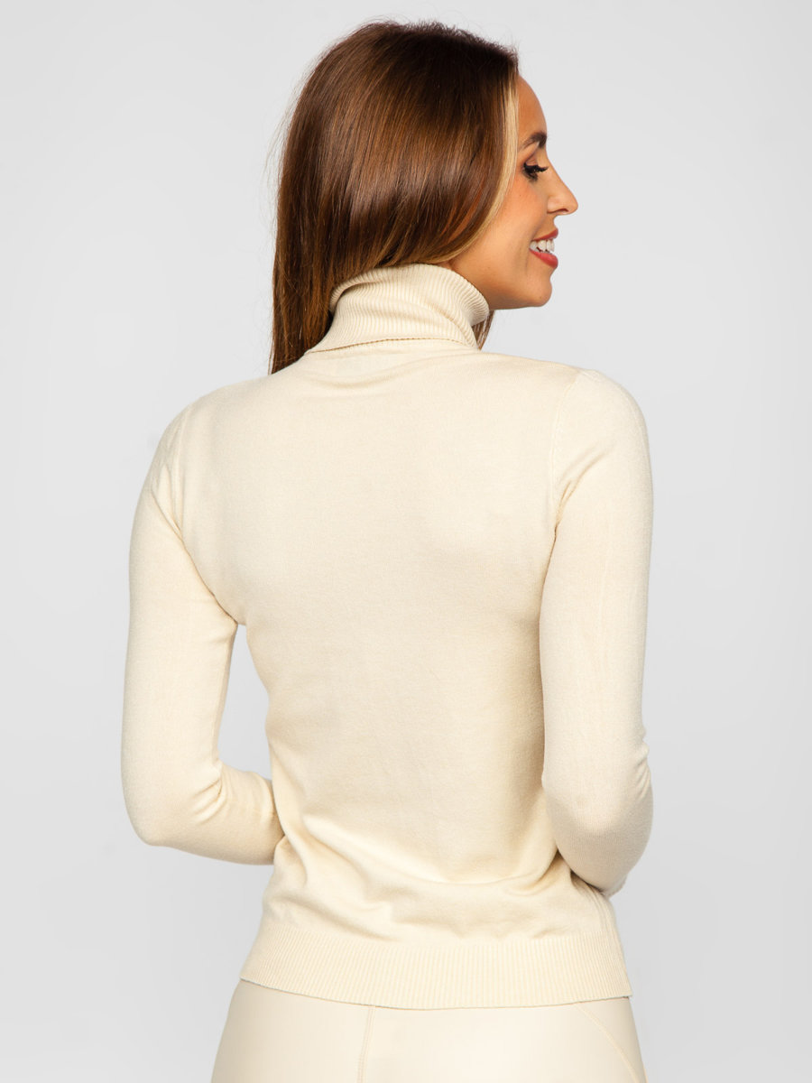 Maglione tipo dolcevita da donna beige Bolf J52000